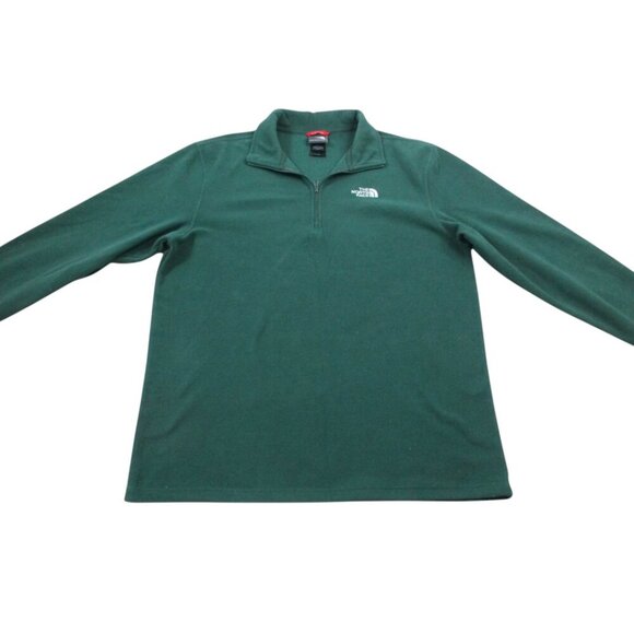The North Face Glacier 1/4 Zip Pullover Mens M Green Fleece Lined Lightweight - Picture 1 of 10